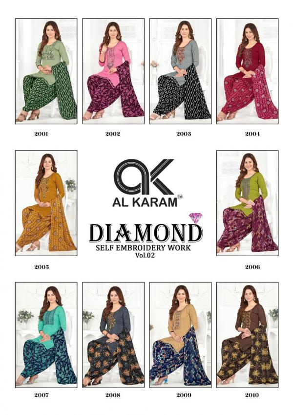 Al Karam Diamond Vol -2 cotton Printed Designer Dress Material